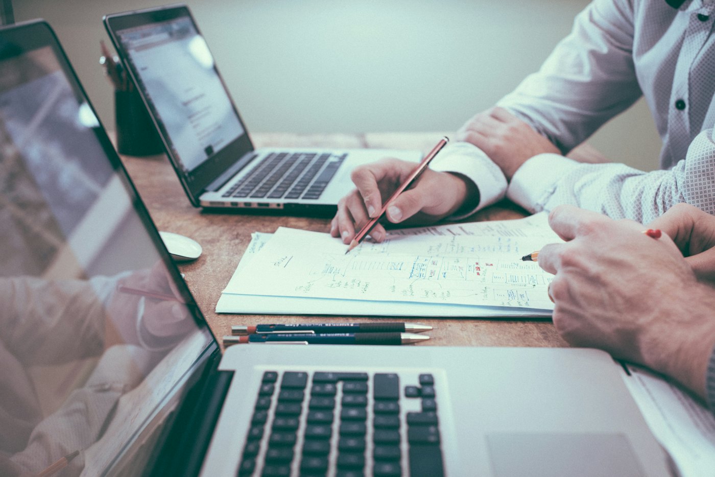 Financial performance data reviewed on a laptop